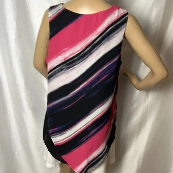Y2K vtg RICKI’S top,sleeveless bold striped asymmetrical ,multicolor,fun - Picture 16 of 17